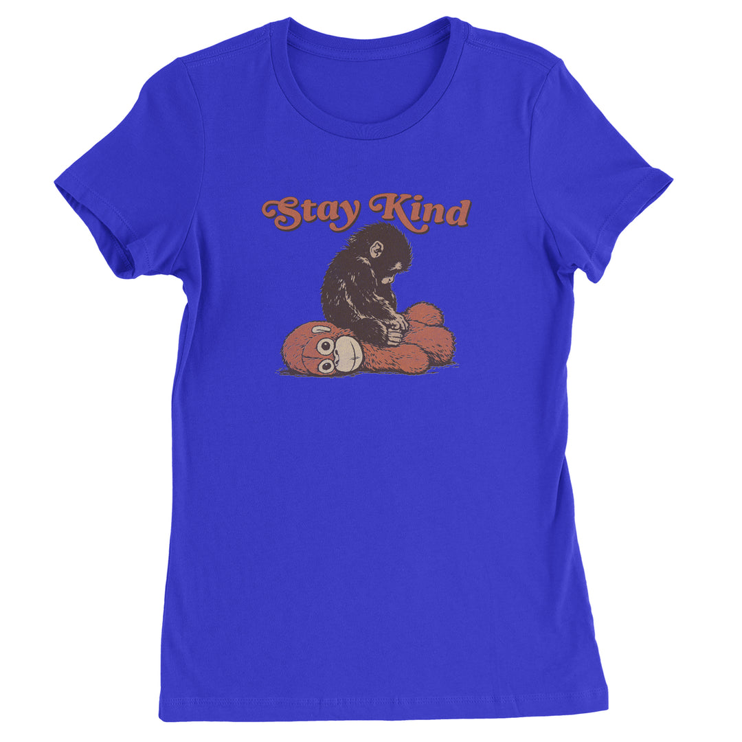 Punch Stay Kind Macaque Womens T-shirt Royal Blue