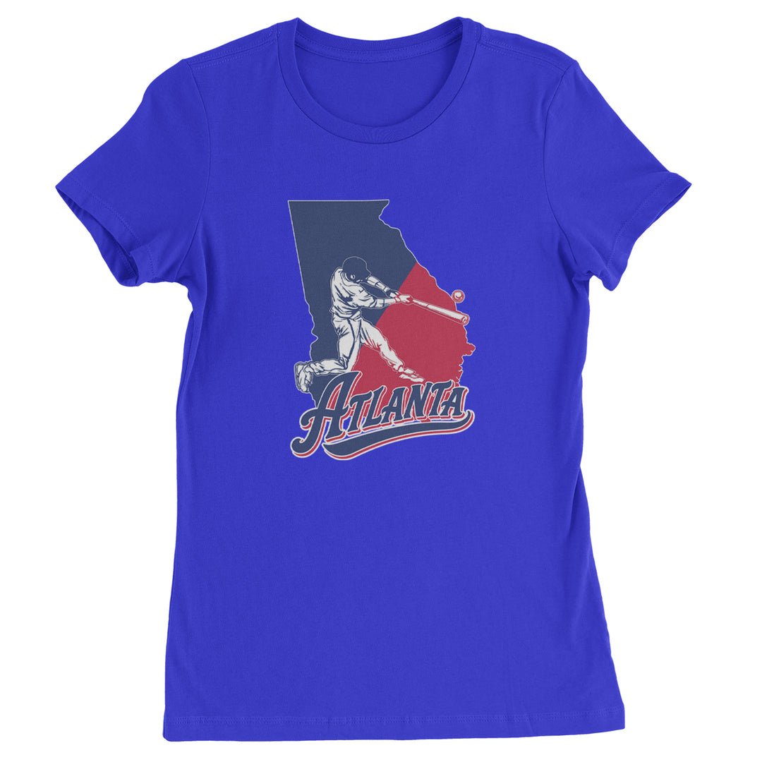 Atlanta Georgia Batter Up Womens T-shirt Royal Blue