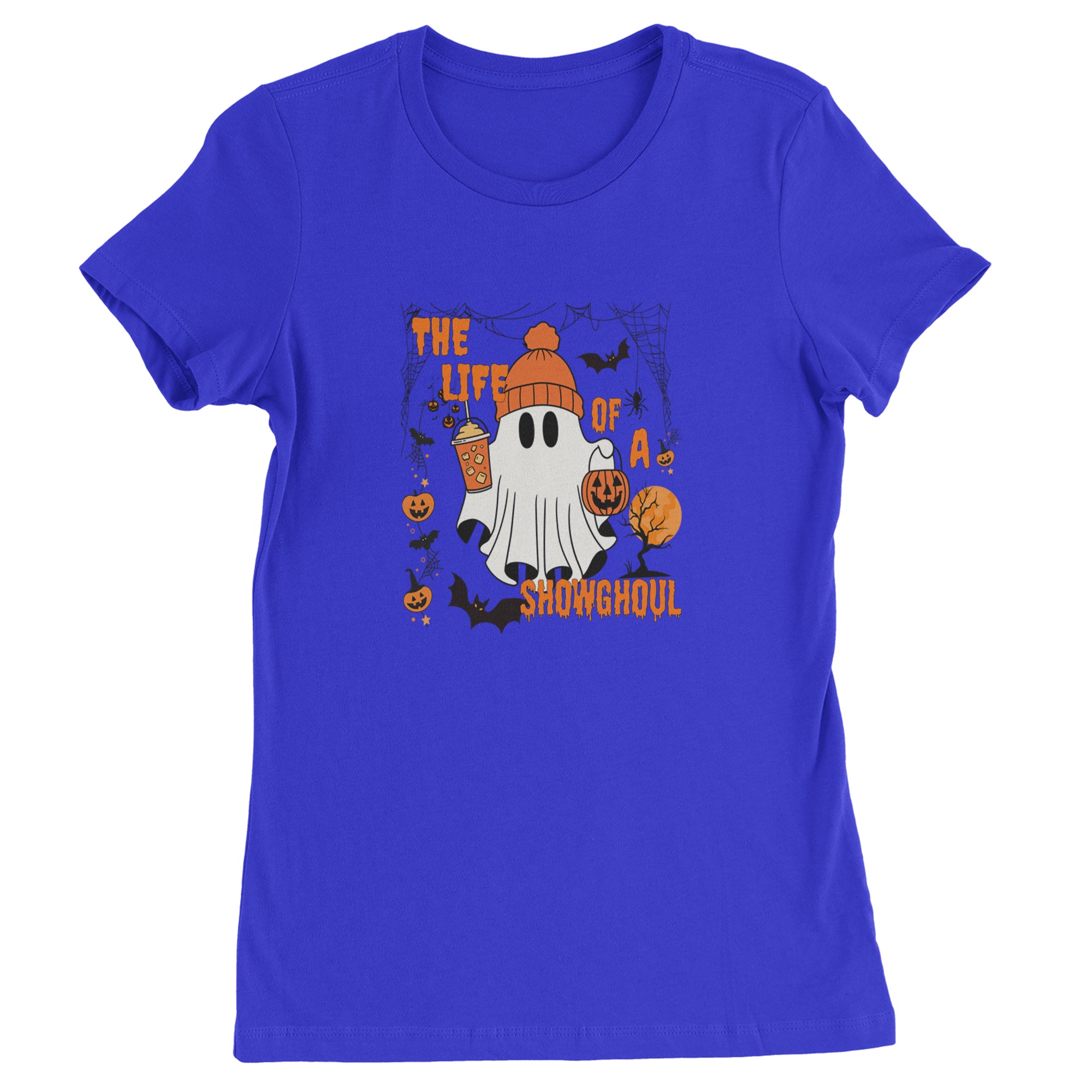 Life of a Showghoul Halloween Showgirl Vibes Womens T-shirt Royal Blue