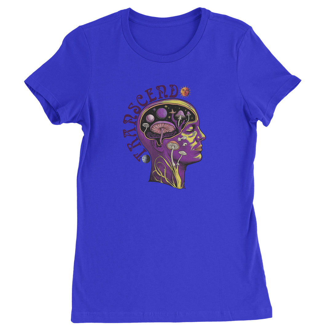Psychedelic Cosmic Mushroom Head Womens T-shirt Royal Blue
