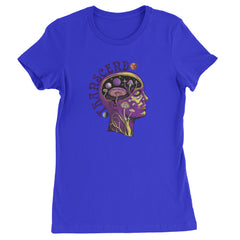 Psychedelic Cosmic Mushroom Head Womens T-shirt Royal Blue