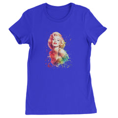 Mrs. Monroe Watercolors Bombshell Womens T-shirt Royal Blue