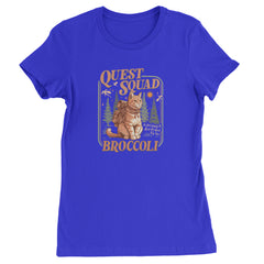 Quest Squad Broccoli Cat Fantasy Reader  Womens T-shirt Royal Blue
