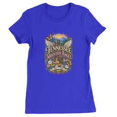 Tennessee Mountain Angel Wings Dolly Womens T-shirt Royal Blue