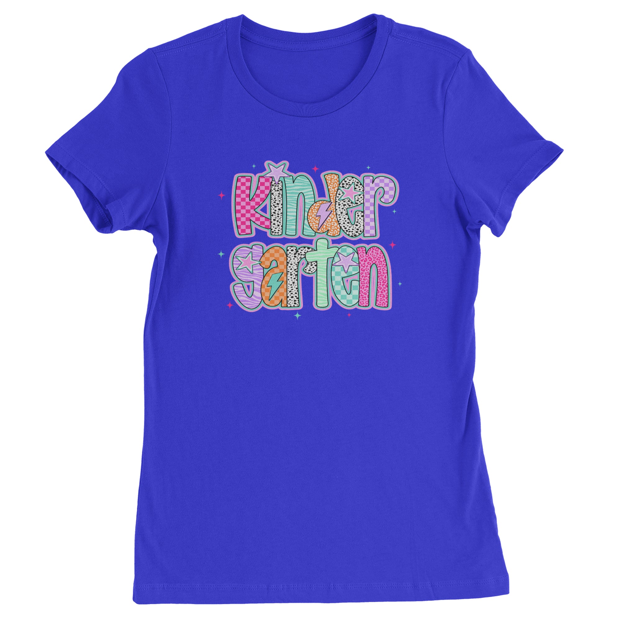 Kindergarten Cutie Colorful Back to School Womens T-shirt Royal Blue