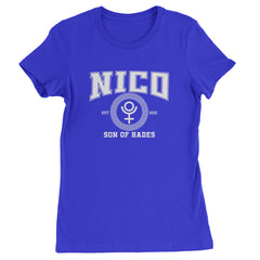 Nico Son of Hades Underworld Crest Womens T-shirt Royal Blue
