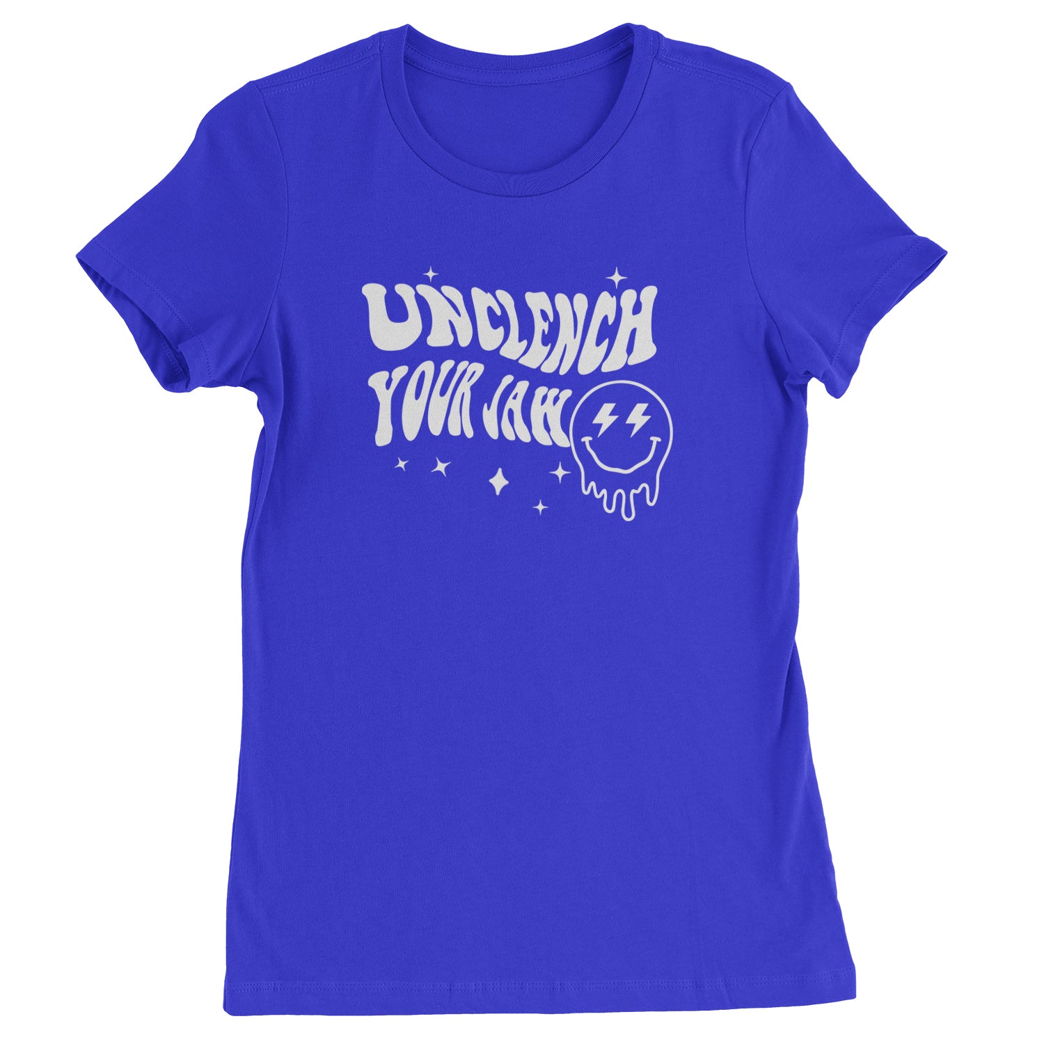 Unclench Your Jaw Festival Rave EDM Womens T-shirt Royal Blue