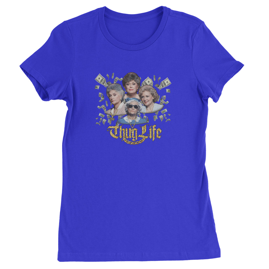Golden Chain Thug Life Girls Womens T-shirt Royal Blue
