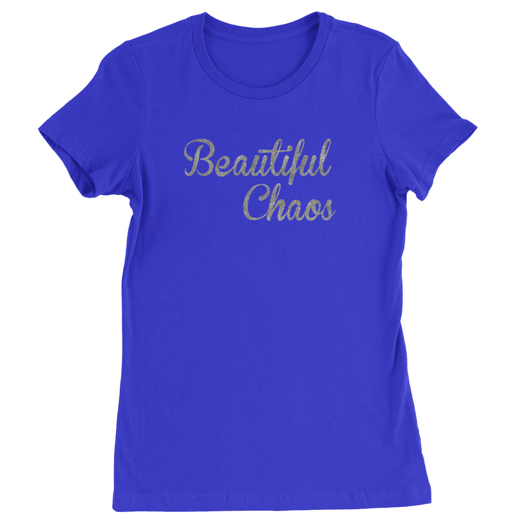 Beautiful Chaos Glitter Music Festival Womens T-shirt Royal Blue