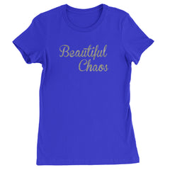 Beautiful Chaos Glitter Music Festival Womens T-shirt Royal Blue