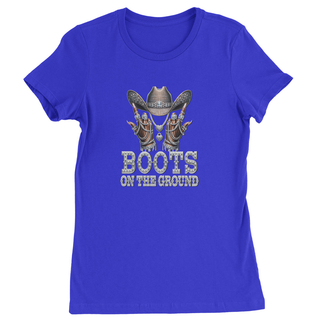 Boots On The Ground Bling Womens T-shirt Royal Blue