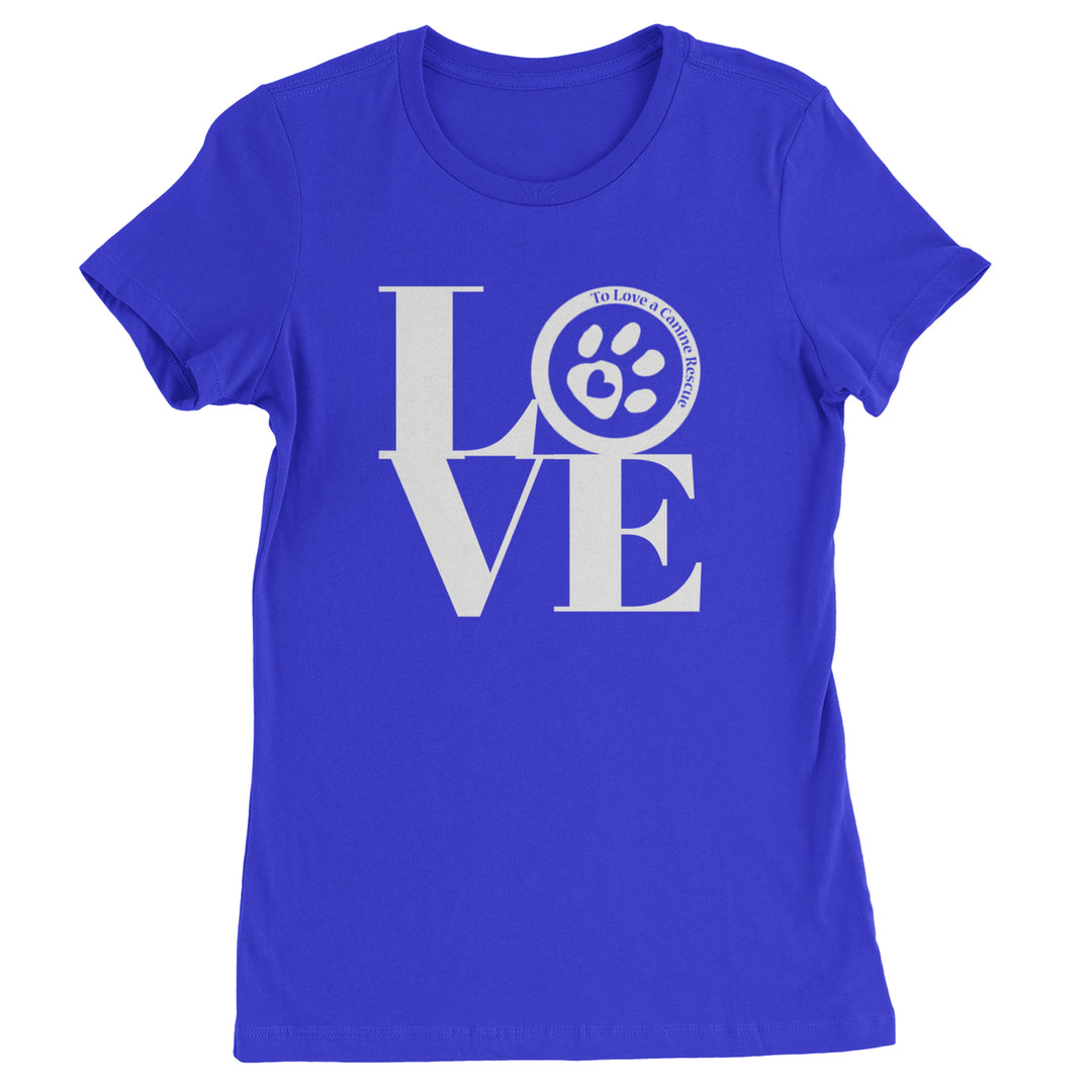 TLC LOVE Dog Rescue Womens T-shirt Royal Blue