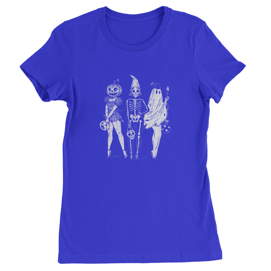 Vintage Spooky Squad Pinup Halloween Design Womens T-shirt Royal Blue