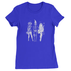 Vintage Spooky Squad Pinup Halloween Design Womens T-shirt Royal Blue