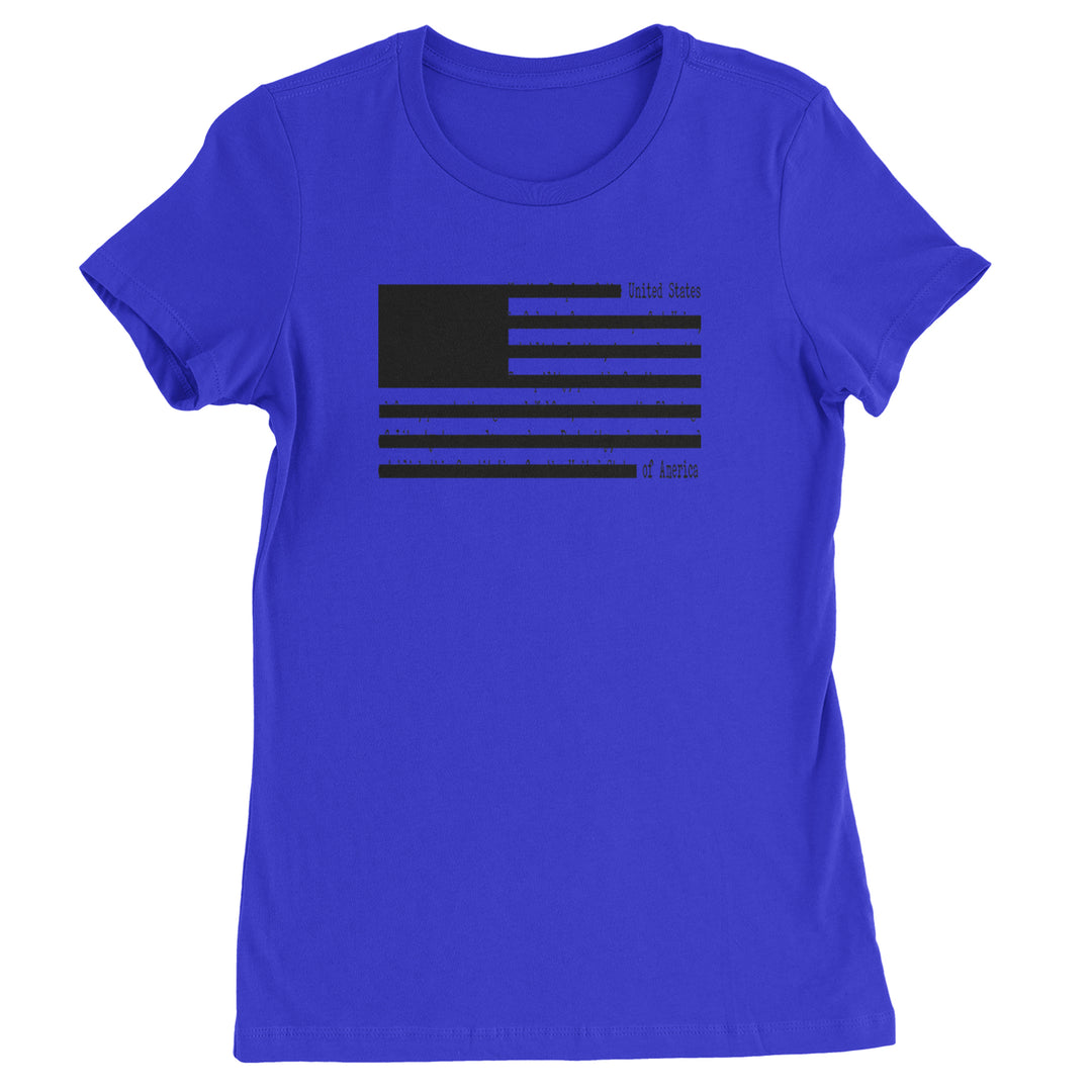 Redacted American Flag Womens T-shirt Royal Blue