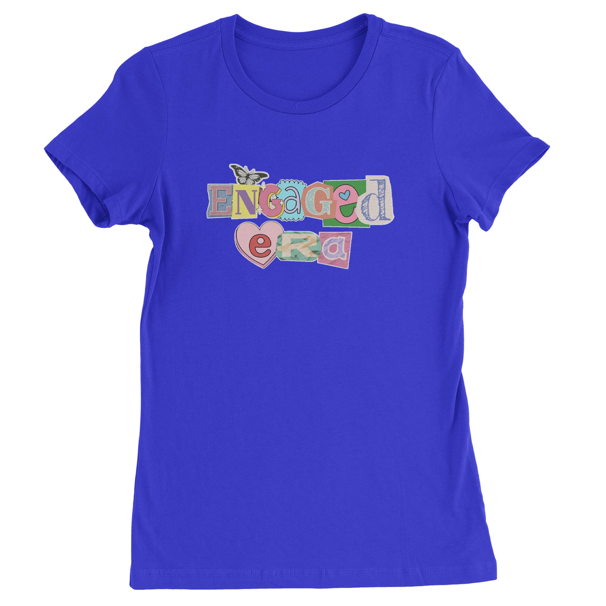 Engaged Era Aesthetic Retro Collage Design Womens T-shirt Royal Blue