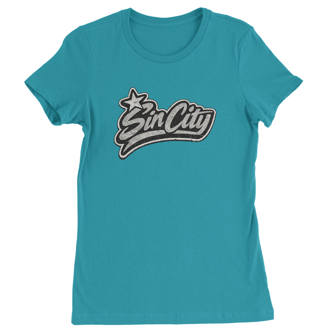 Sin City Vegas Retro Vintage graphic on Women's Heavyweight Cotton T-Shirt in Surf