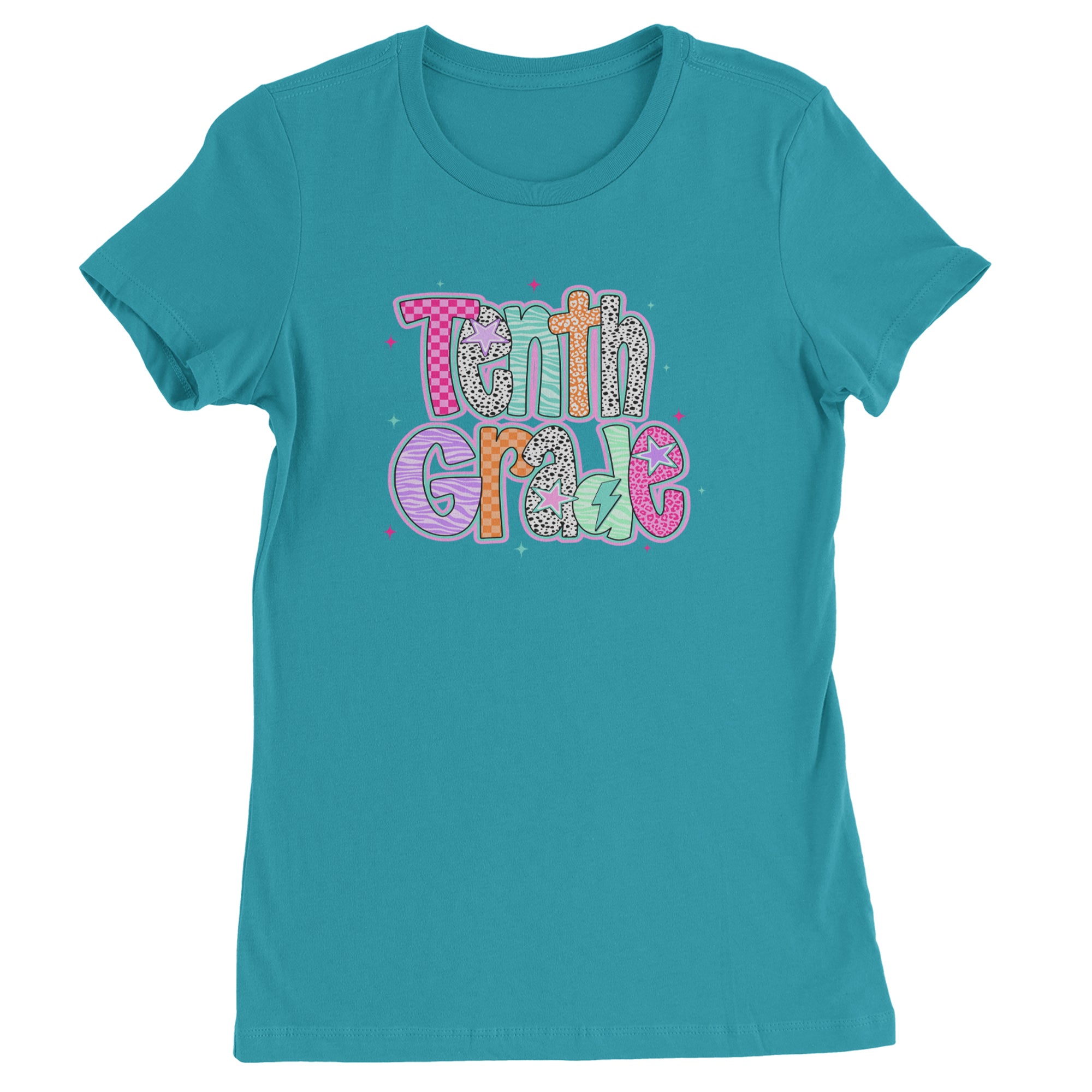 Tenth Grade Trendsetter Colorful Back to School Womens T-shirt Surf