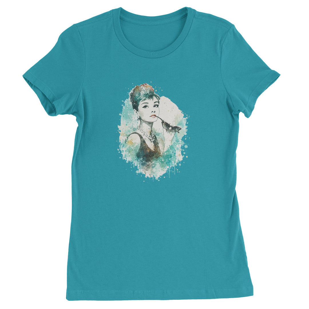 Mrs. Herpburn Iconic Watercolors Womens T-shirt Surf
