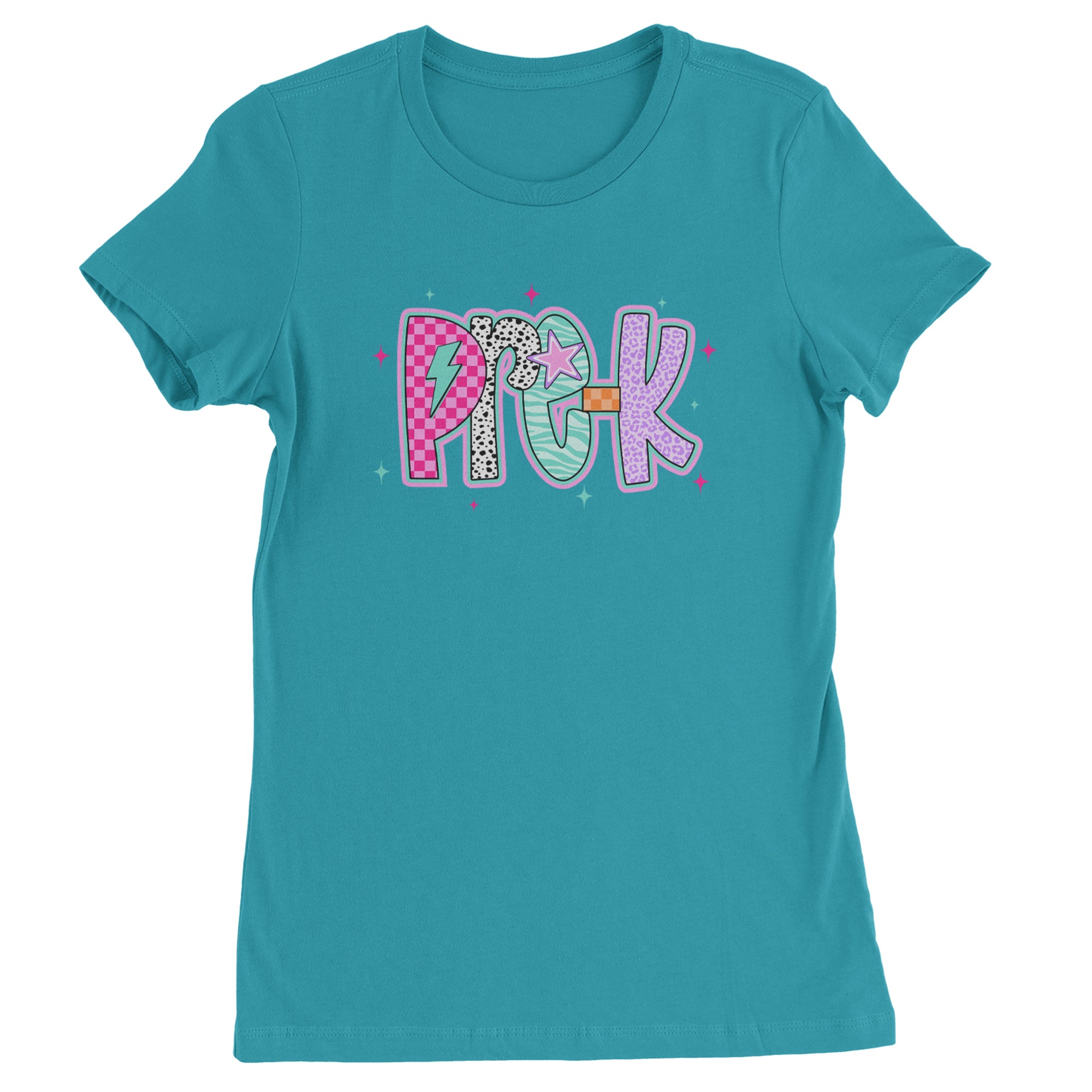 Pre-K Party Time Colorful Back to School Womens T-shirt Surf