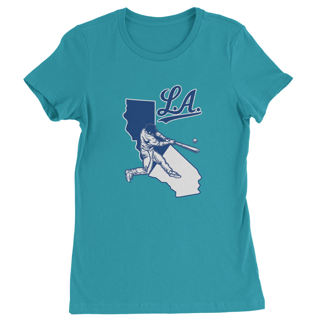 Los Angeles Baseball Batter Up Womens T-shirt Surf