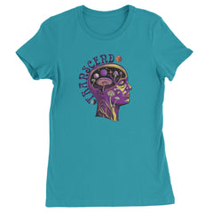 Psychedelic Cosmic Mushroom Head Womens T-shirt Surf