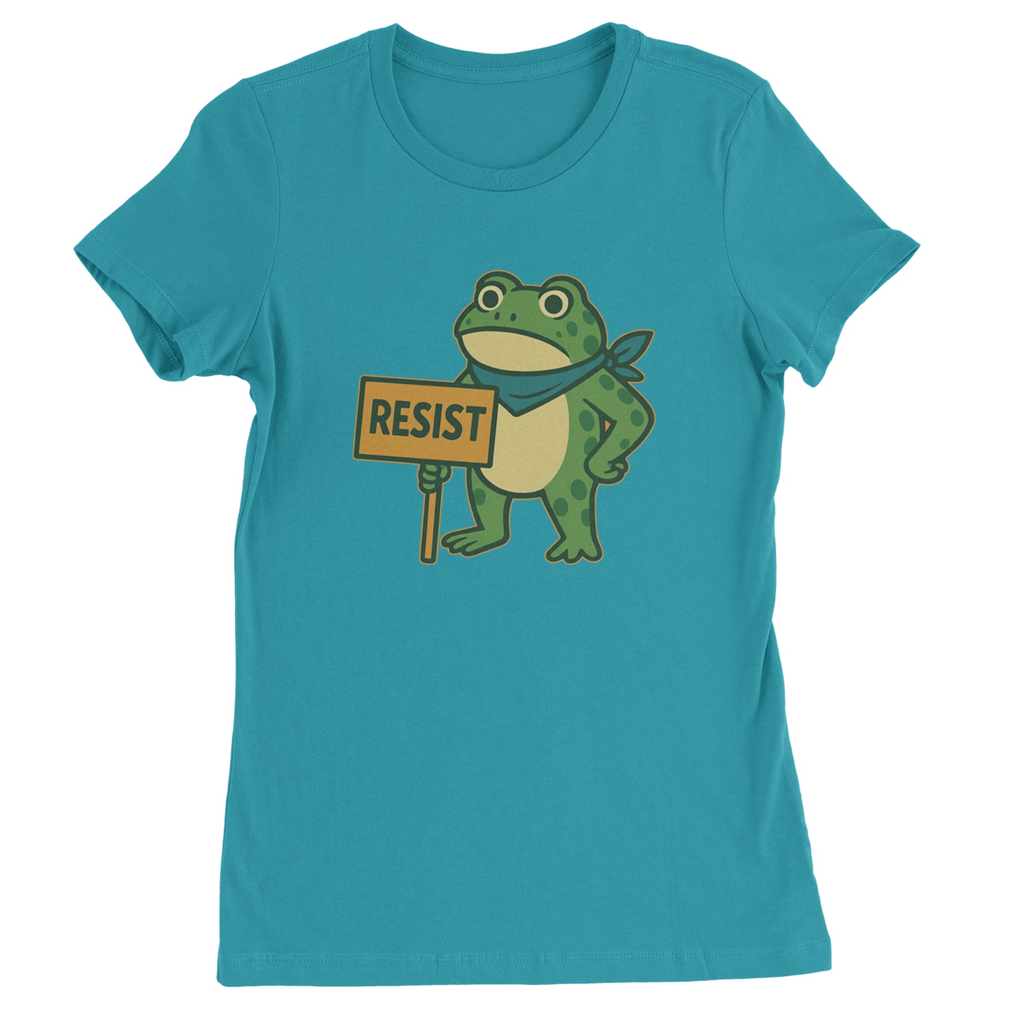 Sign Resist Meme Frog Protest Womens T-shirt Surf