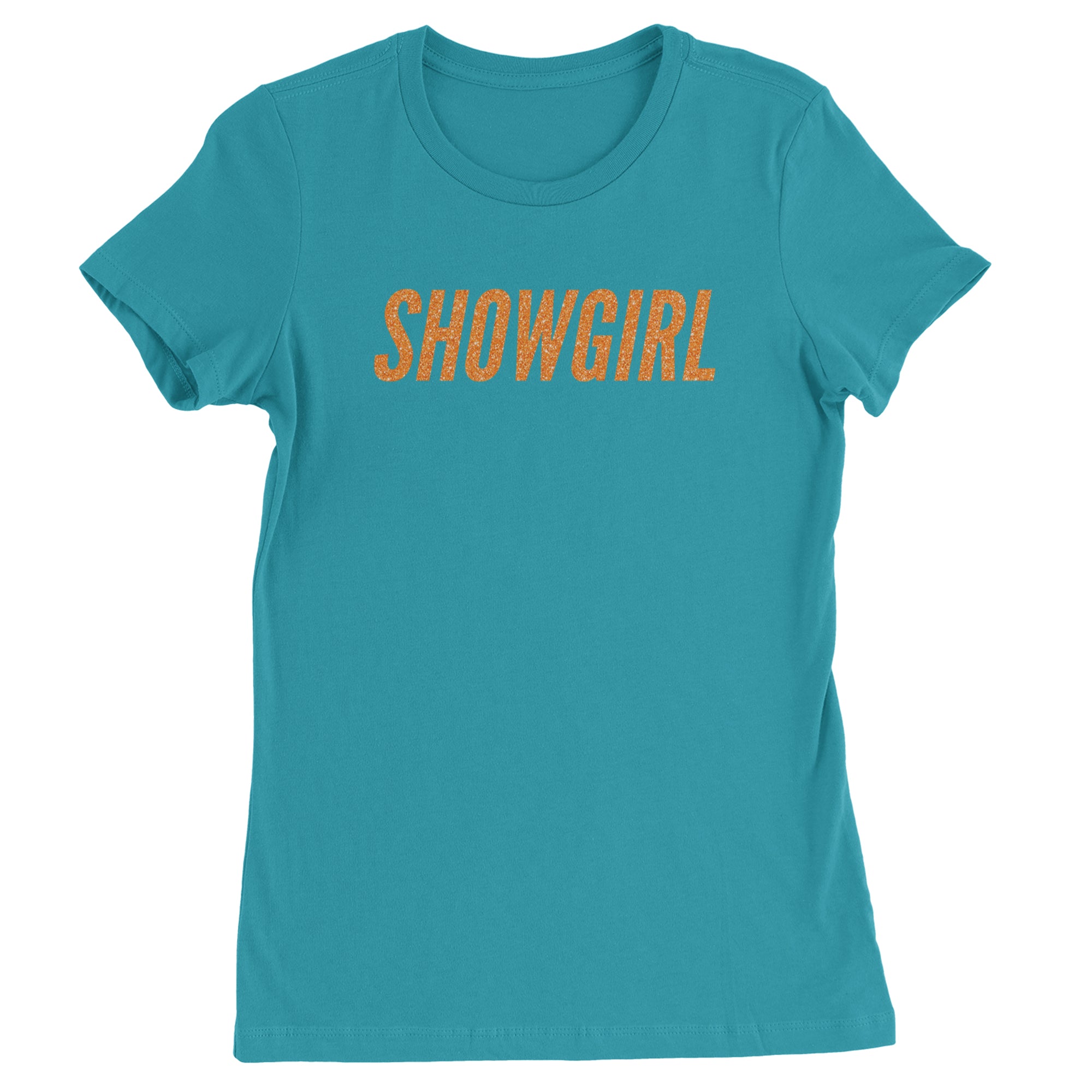 Showgirl Orange Glitter Womens T-shirt Surf