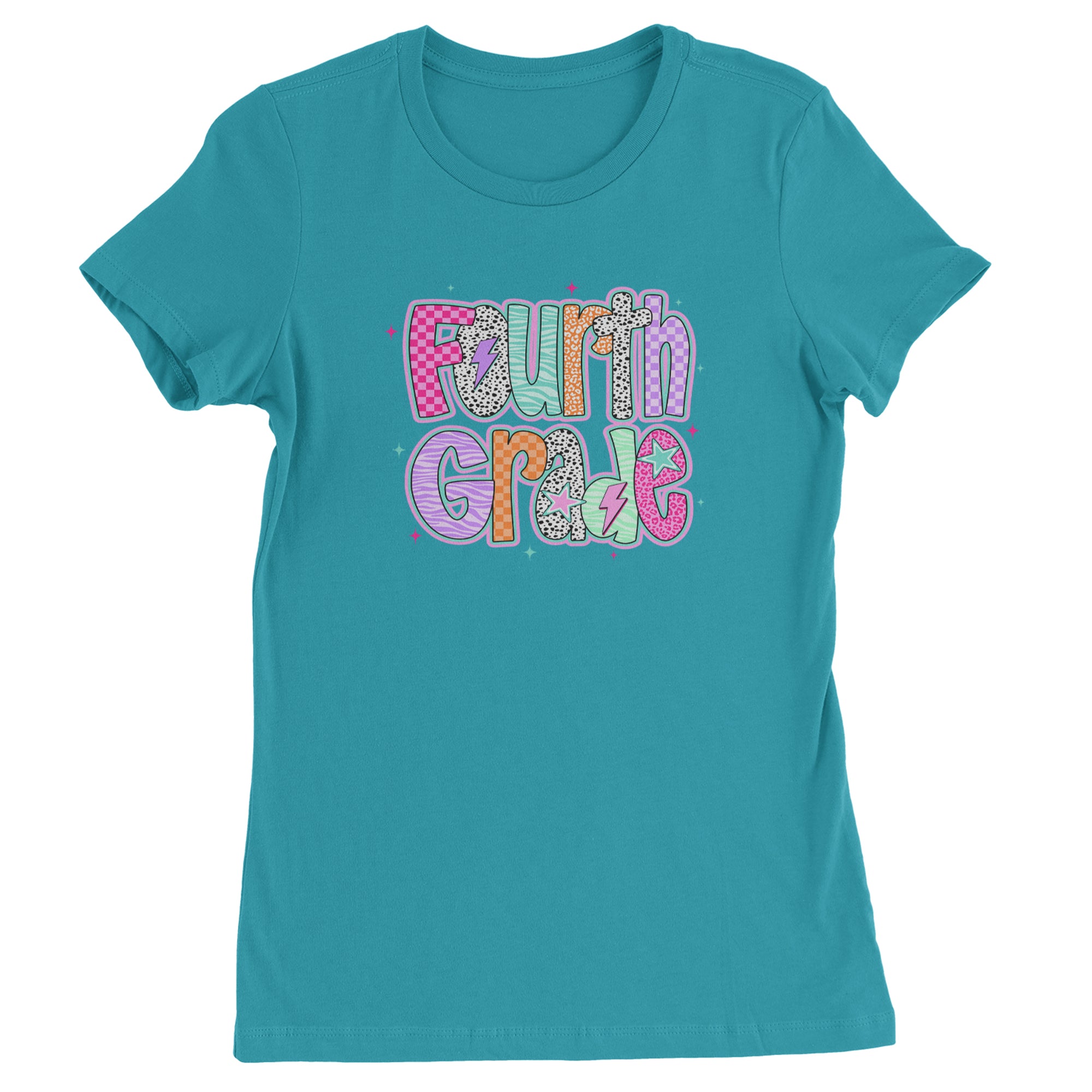 Fourth Grade Fierce Colorful Back to School Womens T-shirt Surf
