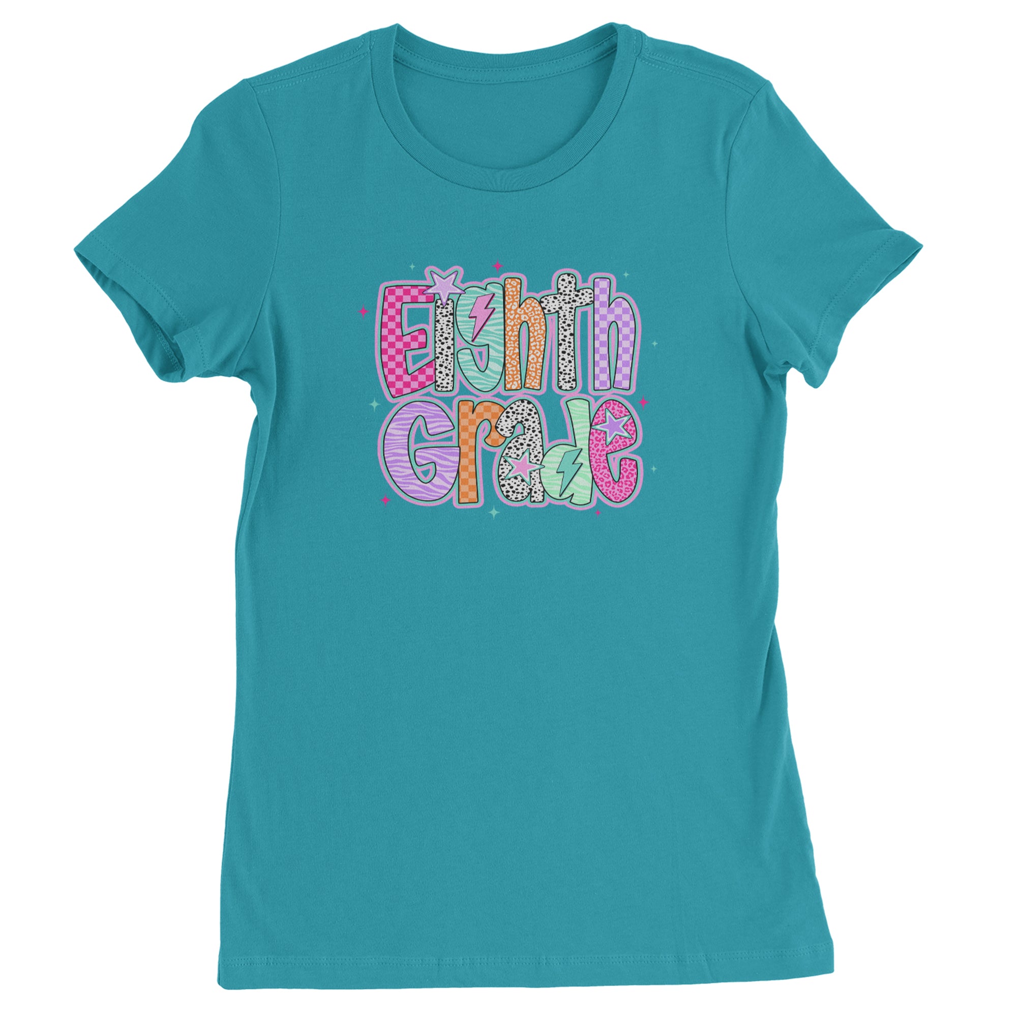 Eighth Grade Energy Colorful Back to School Womens T-shirt Surf