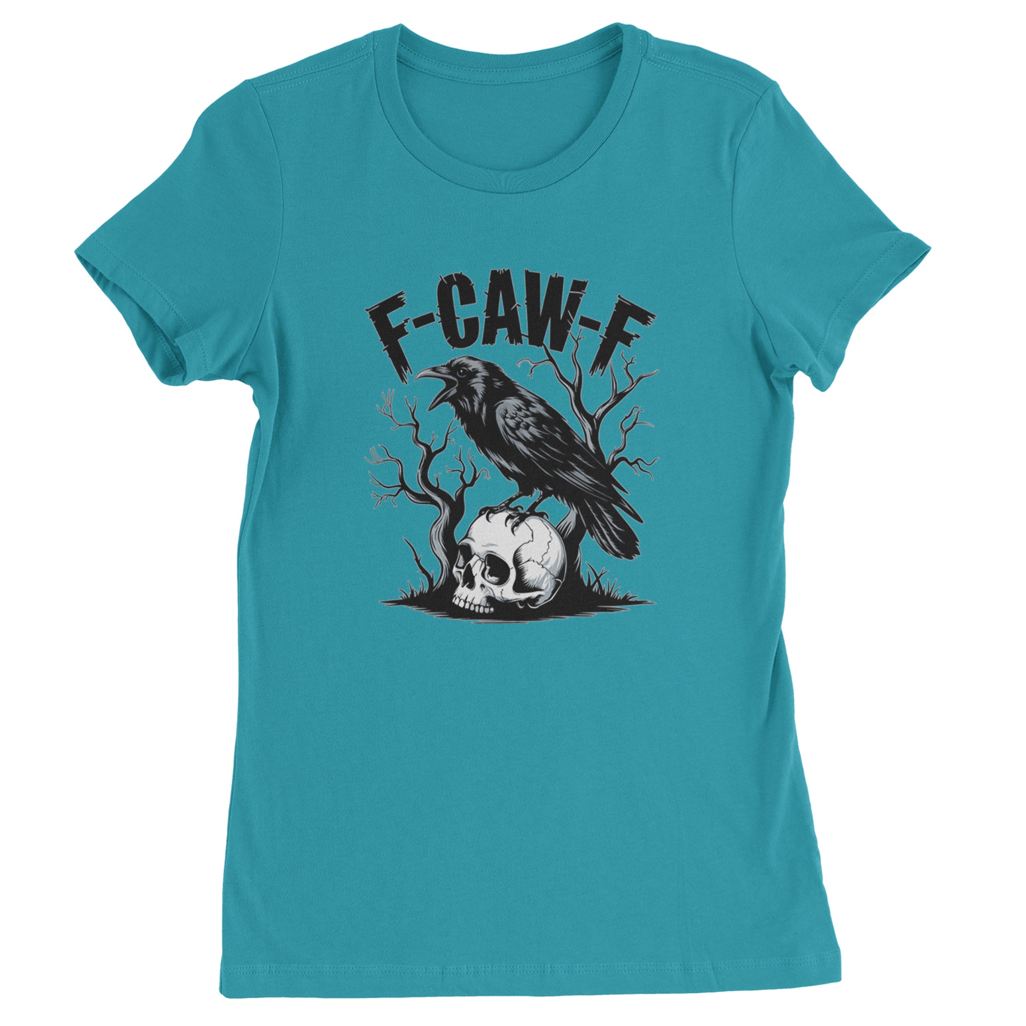 F-Caw-F Crow On Skull F-ck Off Gothic Womens T-shirt Surf