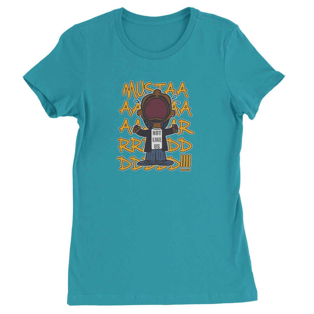 MUSTARD! Not Like Us Tv Off graphic on Women's Heavyweight Cotton T-Shirt in Surf