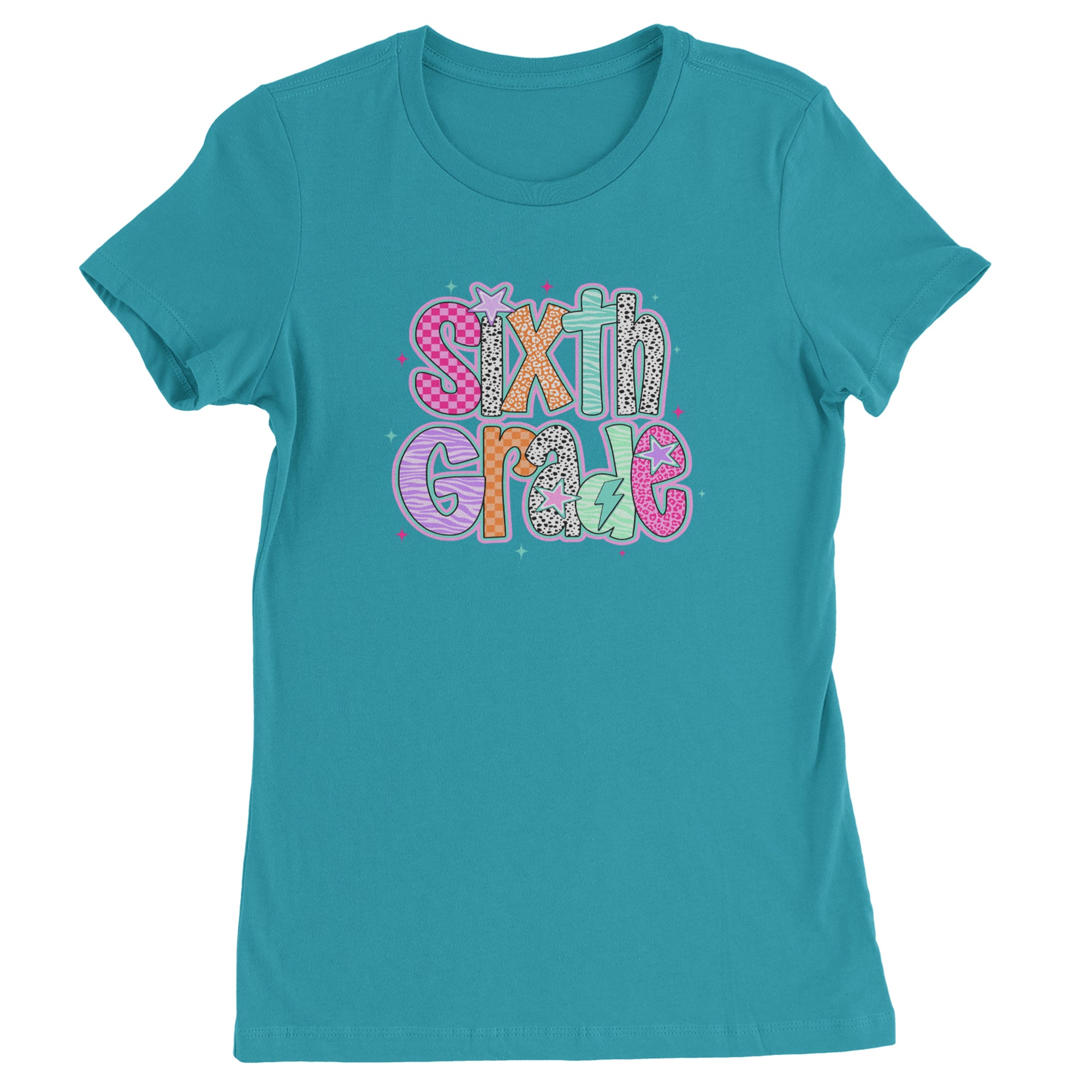 Sixth Grade Colorful Back to School Womens T-shirt Surf