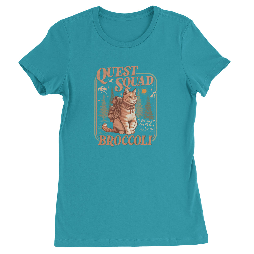 Quest Squad Broccoli Cat Fantasy Reader  Womens T-shirt Surf