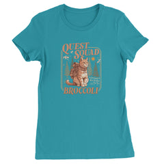 Quest Squad Broccoli Cat Fantasy Reader  Womens T-shirt Surf