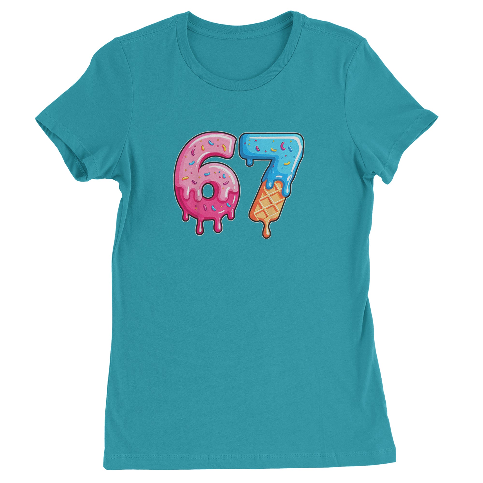67 Dripping Ice Cream Donut Melt Womens T-shirt Surf