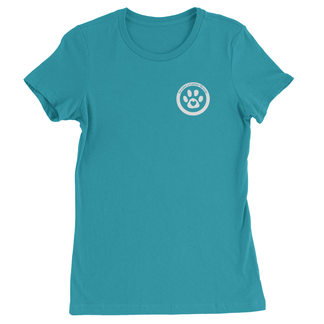 TLC To Love a Canine Dog Rescue White Womens T-shirt Surf