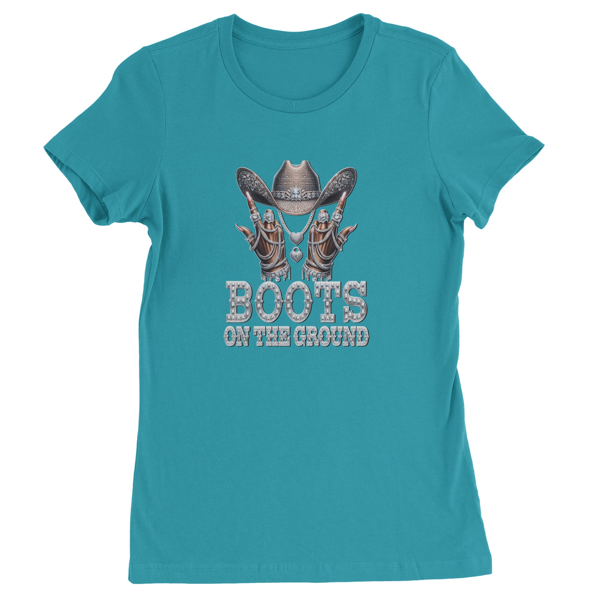 Boots On The Ground Bling Womens T-shirt Surf