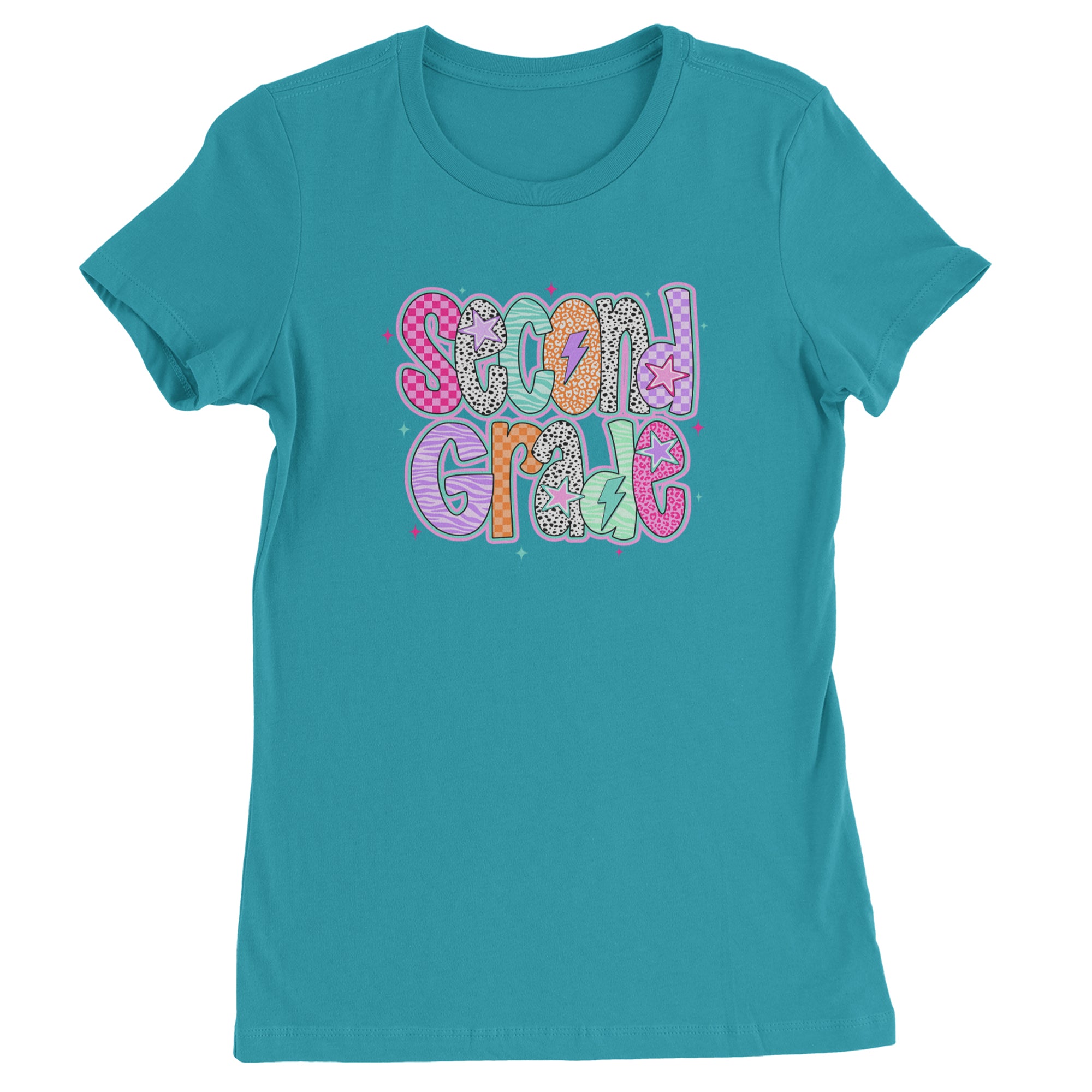 Second Grade Star Colorful Back to School Womens T-shirt Surf