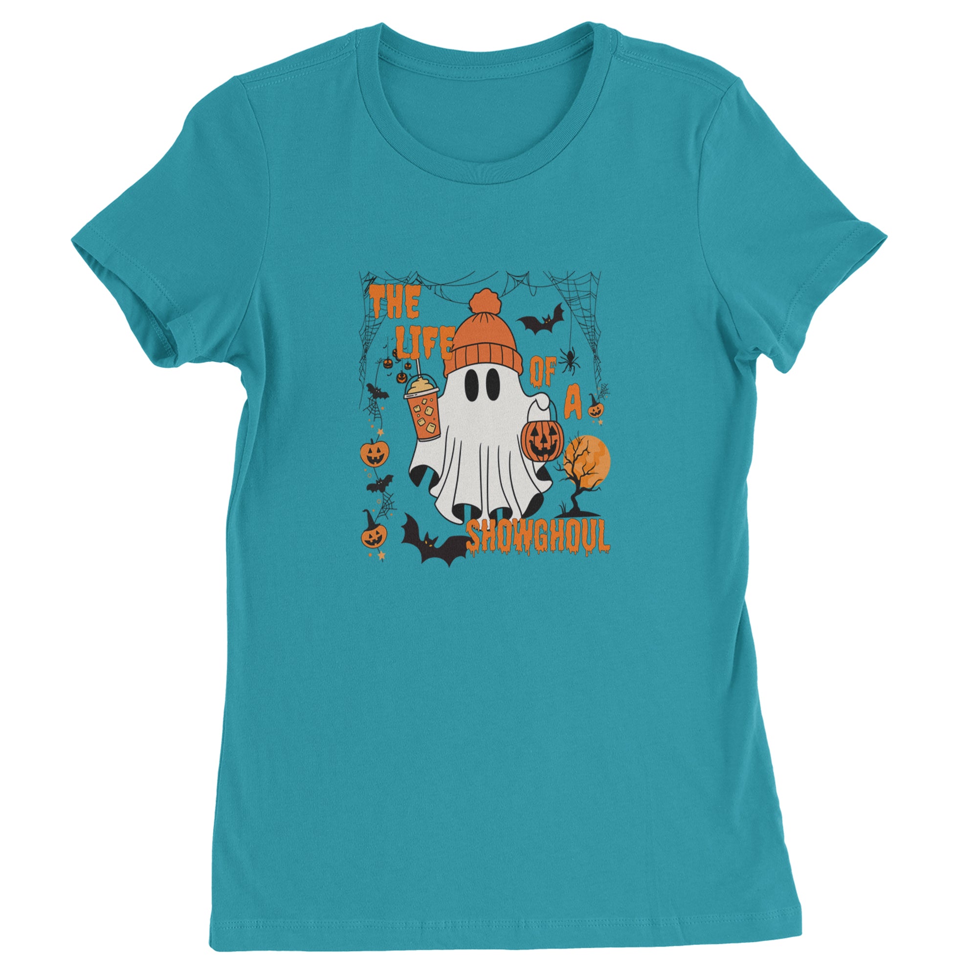 Life of a Showghoul Halloween Showgirl Vibes Womens T-shirt Surf