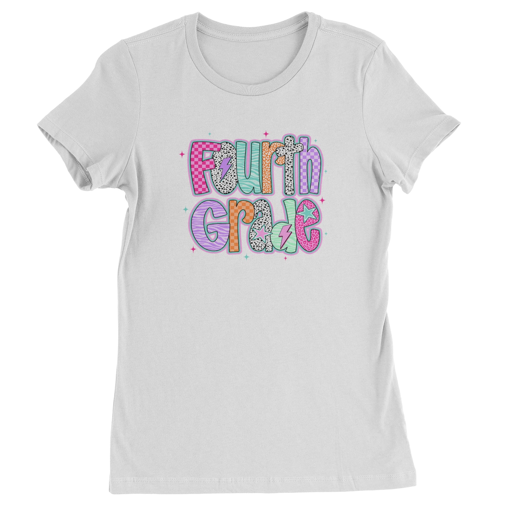 Fourth Grade Fierce Colorful Back to School Womens T-shirt White