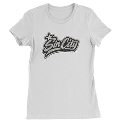 Sin City Vegas Retro Vintage graphic on Women's Heavyweight Cotton T-Shirt in White