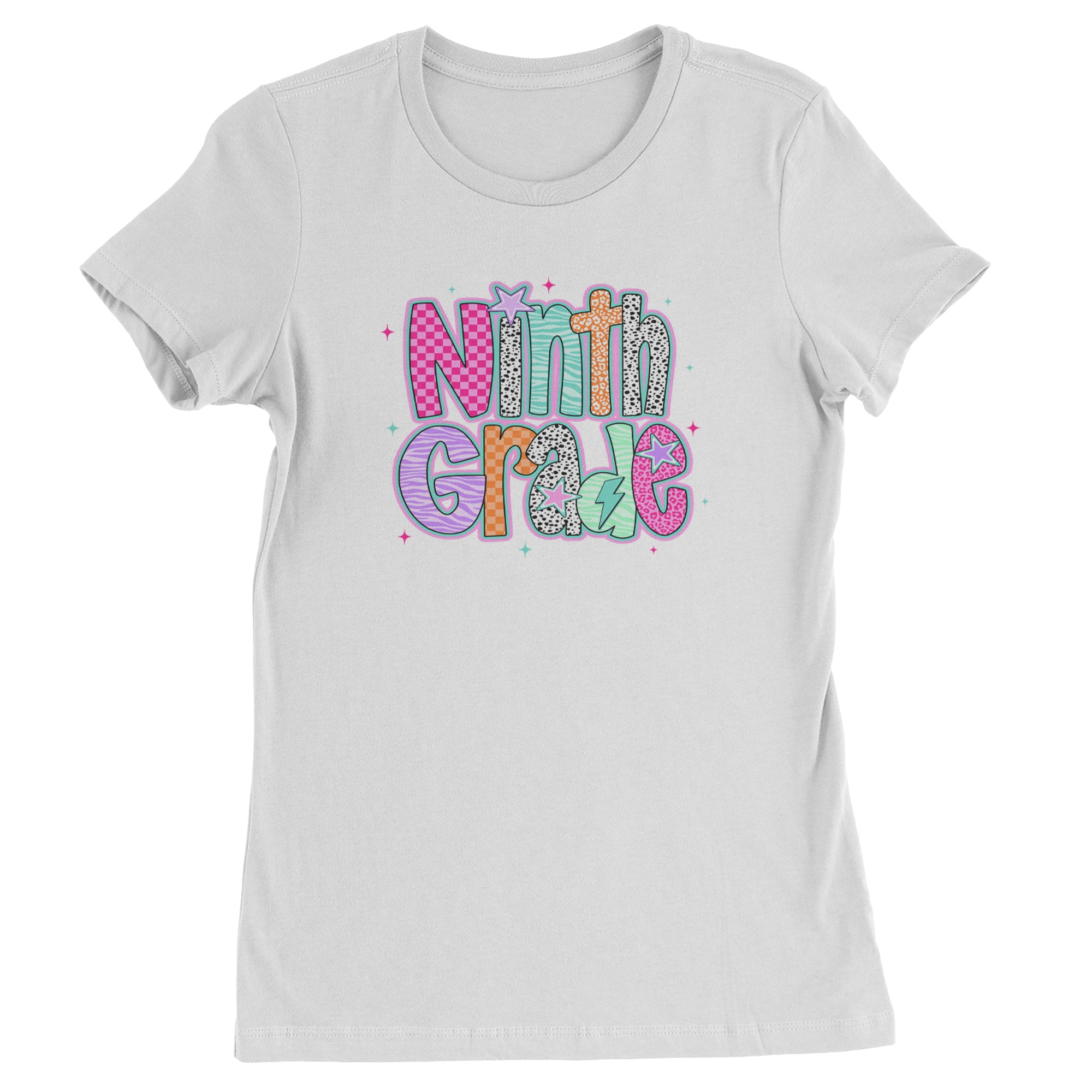 Ninth Grade Freshman Vibes Colorful Back to School Womens T-shirt White