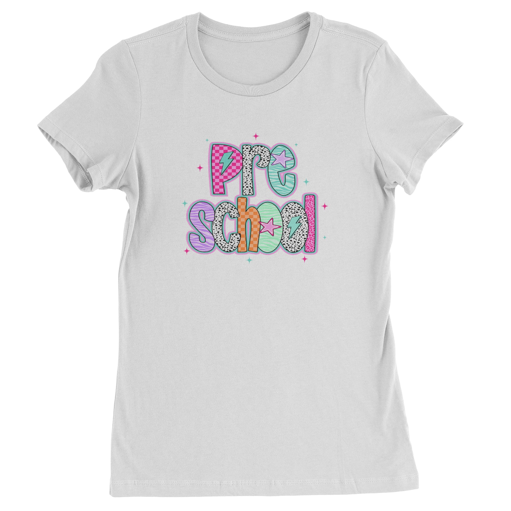 Preschool Power Colorful Back to School Womens T-shirt White