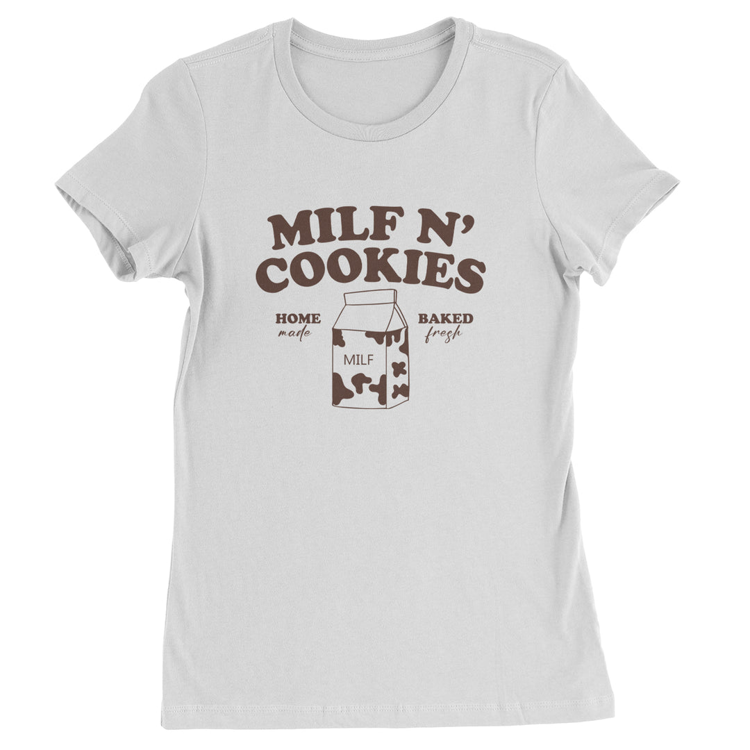 Milf And Cookies graphic on Women's Heavyweight Cotton T-Shirt in White