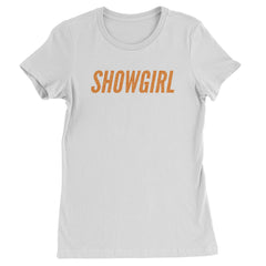 Showgirl Orange Glitter Womens T-shirt White