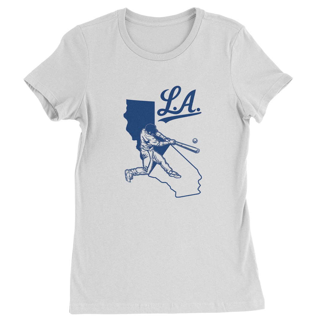 Los Angeles Baseball Batter Up Womens T-shirt White