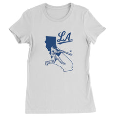 Los Angeles Baseball Batter Up Womens T-shirt White