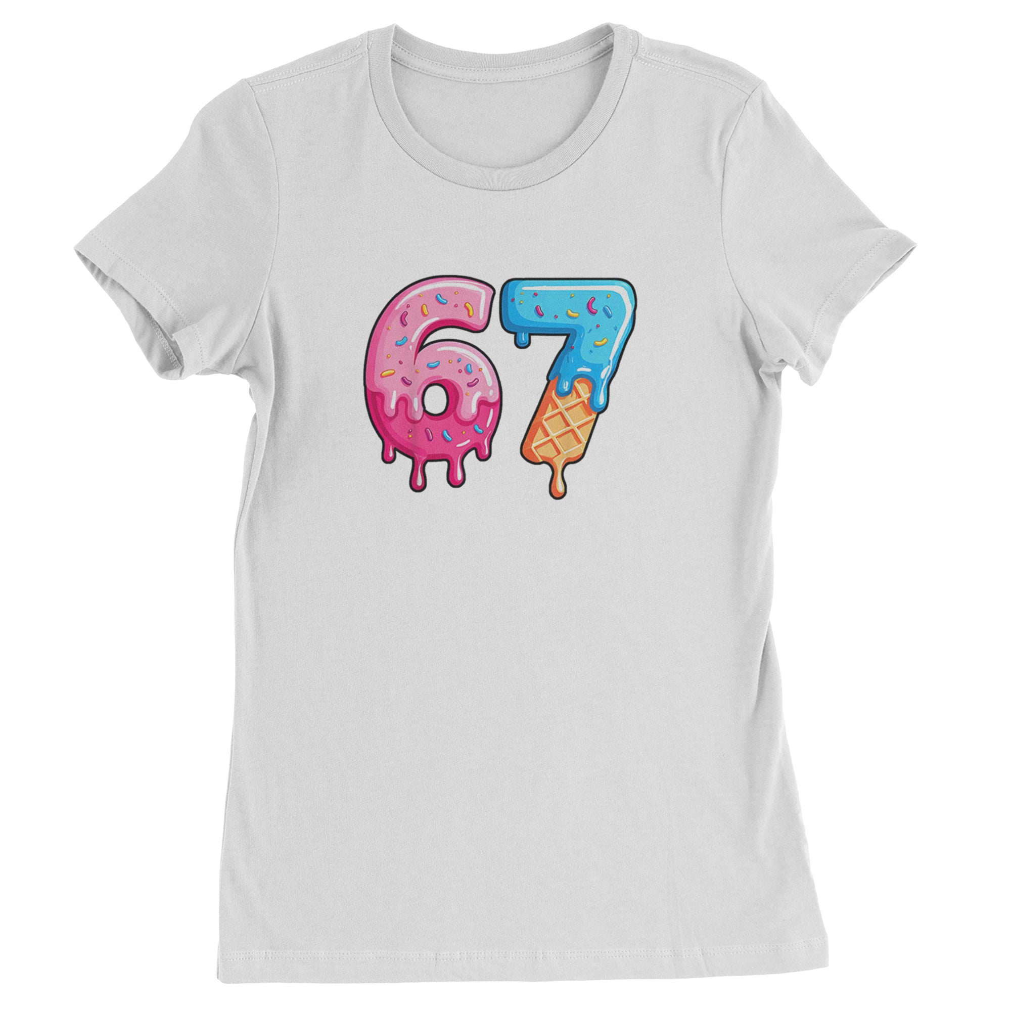 67 Dripping Ice Cream Donut Melt Womens T-shirt White