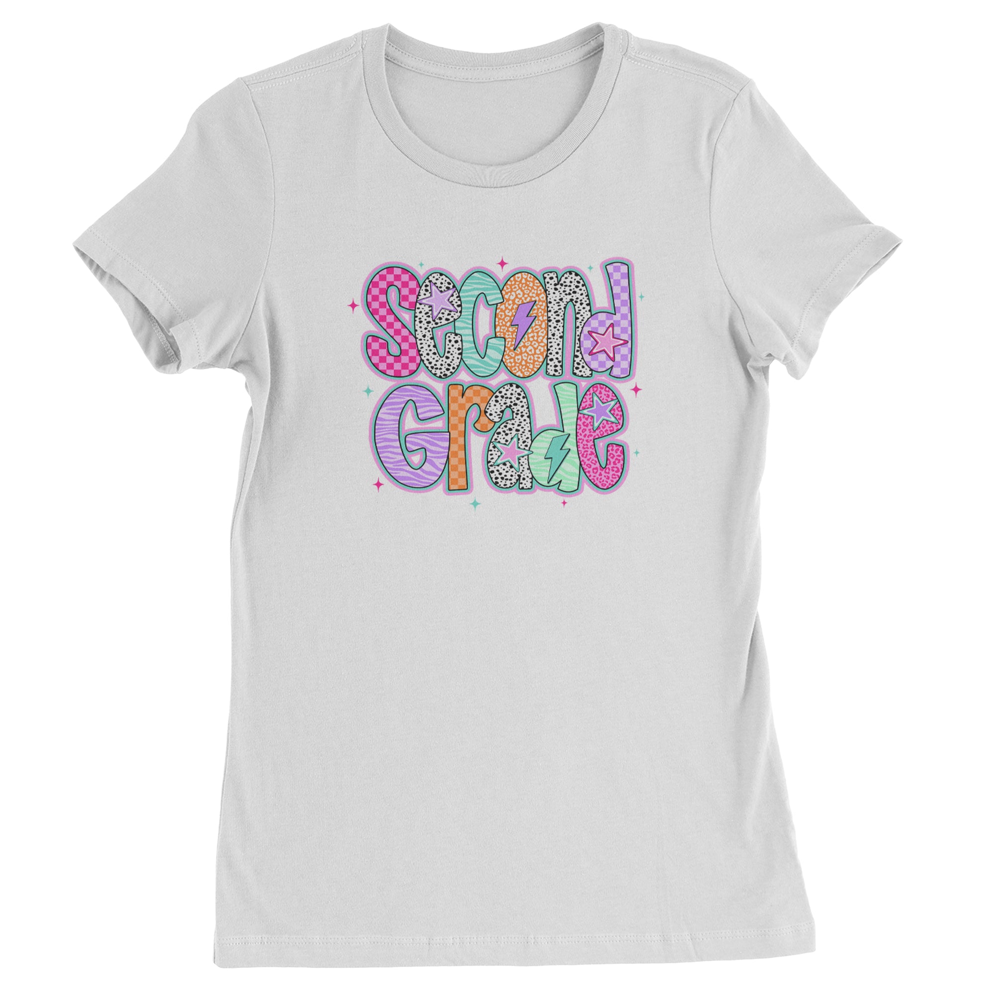 Second Grade Star Colorful Back to School Womens T-shirt White